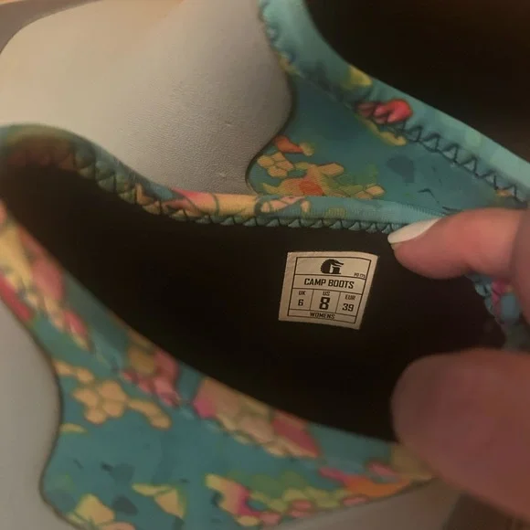 Waterproof Gray & Teal Slip-On Women's Rain Boots - Picture 5 of 5